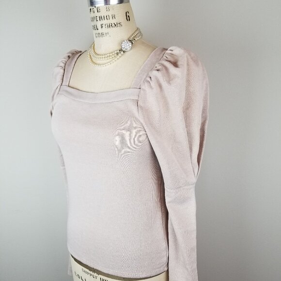 Splendid Josephine Puff Sleeve Sweatshirt in Latte * Super Soft * Ladies Small - Picture 2 of 8